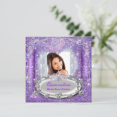 Invitation Quinceañera 15e anniversaire Purple Parties scinti (Debout devant)