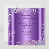 Invitation Quinceañera 15e anniversaire Purple Parties scinti (Dos)