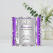 Invitation Quinceanera 15e anniversaire Purple Silver Chaussu (Debout devant)
