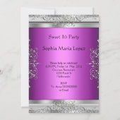 Invitation Quinceañera 15e anniversaire Purple Silver Tiara (Dos)