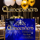 Invitation Quinceanera 15e anniversaire robe bleu foncé Tiara