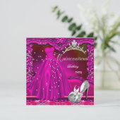 Invitation Quinceanera 15e anniversaire Robe rose (Debout devant)