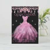 Invitation Quinceanera 15e Anniversaire Robe Rose Bleue Tiara (Debout devant)