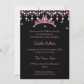 Invitation Quinceanera 15e Anniversaire Robe Rose Bleue Tiara (Dos)