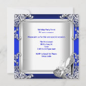 Invitation Quinceanera 15e anniversaire Robe royale bleue (Dos)