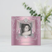 Invitation Quinceanera 15e anniversaire rose argent Star (Debout devant)