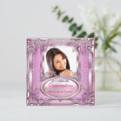 Invitation Quinceañera 15e anniversaire rose blanc argent Tia (Debout devant)