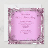 Invitation Quinceañera 15e anniversaire rose blanc argent Tia (Dos)