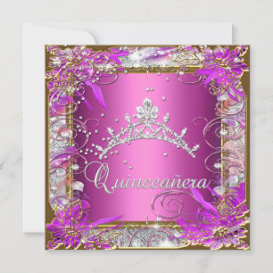 Invitation Quinceañera 15e Anniversaire Rose Or