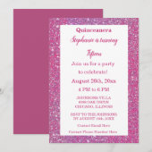 Invitation Quinceanera 15e anniversaire Rose Rose Parties sci (Devant / Derrière)