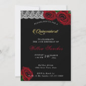 Invitation Quinceanera 15e anniversaire Roses rouges Dentelle (Dos)