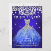 Invitation Quinceanera 15e anniversaire Royal Blue Tiara (Devant)