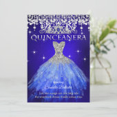 Invitation Quinceanera 15e anniversaire Royal Blue Tiara (Debout devant)