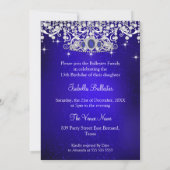 Invitation Quinceanera 15e anniversaire Royal Blue Tiara (Dos)