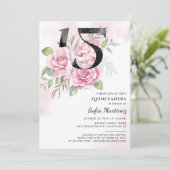 Invitation Quinceanera 15e anniversaire Rustique Floral (Debout devant)