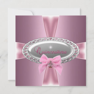 Invitation Quinceanera 15e Anniversaire Satin Rose Ruban