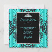 Invitation Quinceanera 15e anniversaire Turquoise bleu noir d (Dos)
