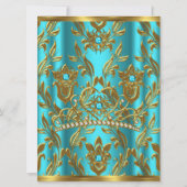 Invitation Quinceanera 15e anniversaire Turquoise Bleu Tiara  (Dos)