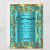 Invitation Quinceanera 15e anniversaire Turquoise Bleu Tiara  (Devant)