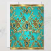 Invitation Quinceanera 15e anniversaire Turquoise Blue Tiara  (Dos)