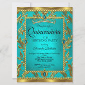 Invitation Quinceanera 15e anniversaire Turquoise Blue Tiara  (Devant)