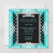 Invitation Quinceanera 15e anniversaire Turquoise points bleu (Dos)