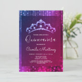 Invitation Quinceanera 15e anniversaire violet avec Tiara (Debout devant)