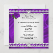 Invitation Quinceanera 15e anniversaire violet Rose blanc (Dos)