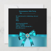 Invitation Quinceanera 15e anniversaire Zebra Blue Black Tiar (Dos)