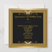 Invitation Quinceanera 15e Black Girls Gold (Dos)