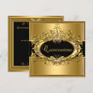 Invitation Quinceanera 15e Black Girls Gold