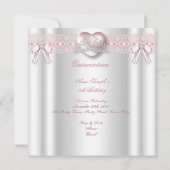 Invitation Quinceanera 15e Carreau de Coeur d'Argent Rose 2 (Dos)