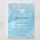 Invitation Quinceanera 15e Cendrillon bleu Flocon de neige hi (Devant)