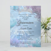 Invitation Quinceanera 15e Cendrillon bleu violet rose (Debout devant)