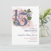 Invitation Quinceañera 15e Chic Floral (Debout devant)