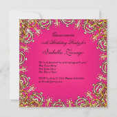 Invitation Quinceanera 15e Coral Rose Masquerade Party Gold (Dos)