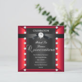 Invitation Quinceanera 15e Cravate noire noir blanc rouge (Debout devant)