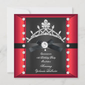 Invitation Quinceanera 15e Cravate noire noir blanc rouge (Dos)