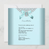Invitation Quinceanera 15e Diamant blanc d'argent bleu Turquo (Dos)