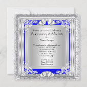 Invitation Quinceanera 15e fête d'anniversaire Blue Silver (Dos)