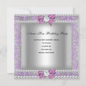 Invitation Quinceanera 15e fête d'anniversaire Damask Lilac (Dos)