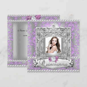 Invitation Quinceanera 15e fête d'anniversaire Damask Lilac