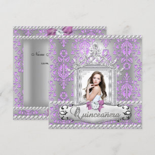 Invitation Quinceanera 15e fête d'anniversaire Damask Lilac P