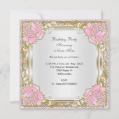 Invitation Quinceanera 15e fête d'anniversaire Doux rose blan (Dos)