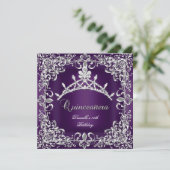 Invitation Quinceanera 15e fête d'anniversaire foncé violet (Debout devant)