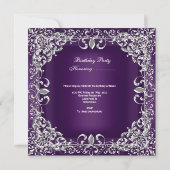 Invitation Quinceanera 15e fête d'anniversaire foncé violet (Dos)