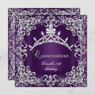 Invitation Quinceanera 15e fête d'anniversaire foncé violet