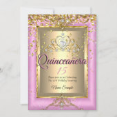 Invitation Quinceanera 15e fête d'anniversaire Gold rose (Devant)