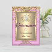 Invitation Quinceanera 15e fête d'anniversaire Gold rose (Debout devant)