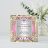 Invitation Quinceanera 15e fête d'anniversaire Gold rose (Debout devant)